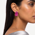Ruby Blossom Floral Statement Stud Earrings