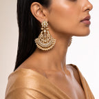 Royal Kundan Pearl Chandbali Statement Earrings