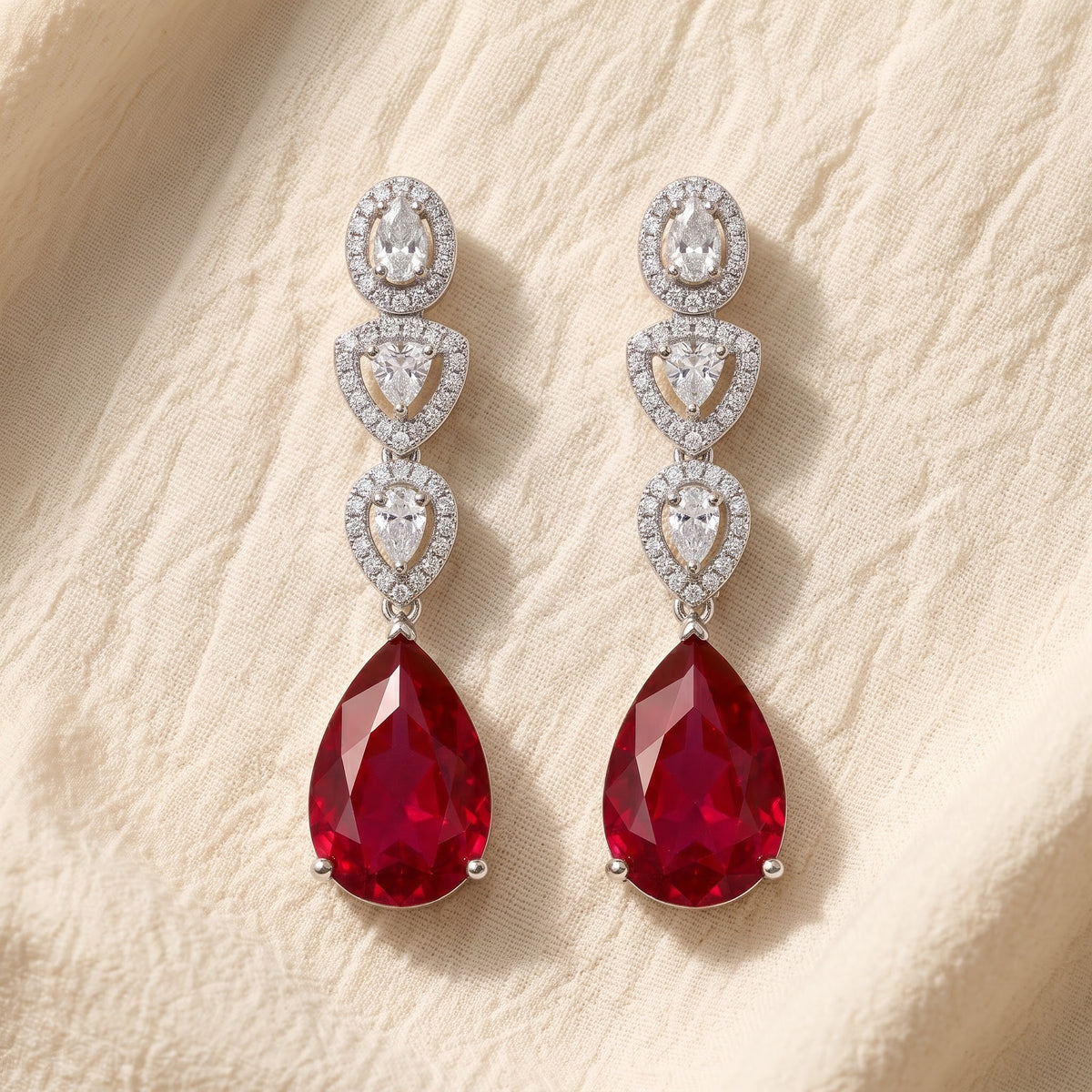 Ruby Royale Diamond Teardrop Earrings