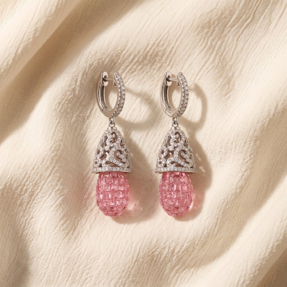 Rosalia Pink Diamond Drop Earrings