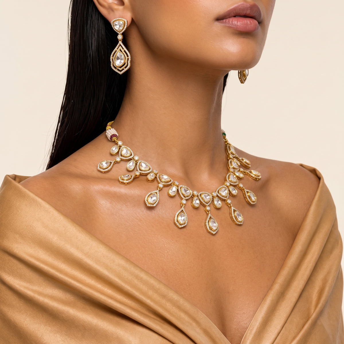 Aira Polki Teardrop Necklace Set