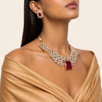 Rubina Ruby Diamond Statement Necklace Set