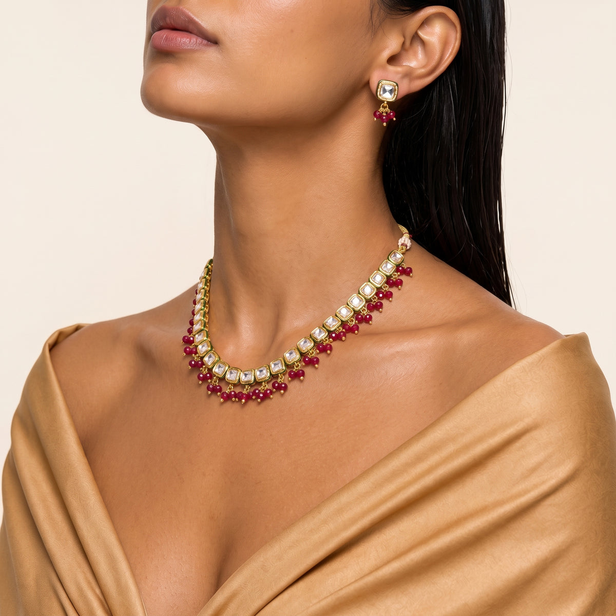 Rani Ruby Kundan Classic Necklace Set
