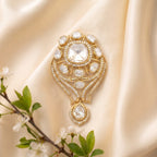 Royal Polki Kundan Teardrop Heritage Brooch