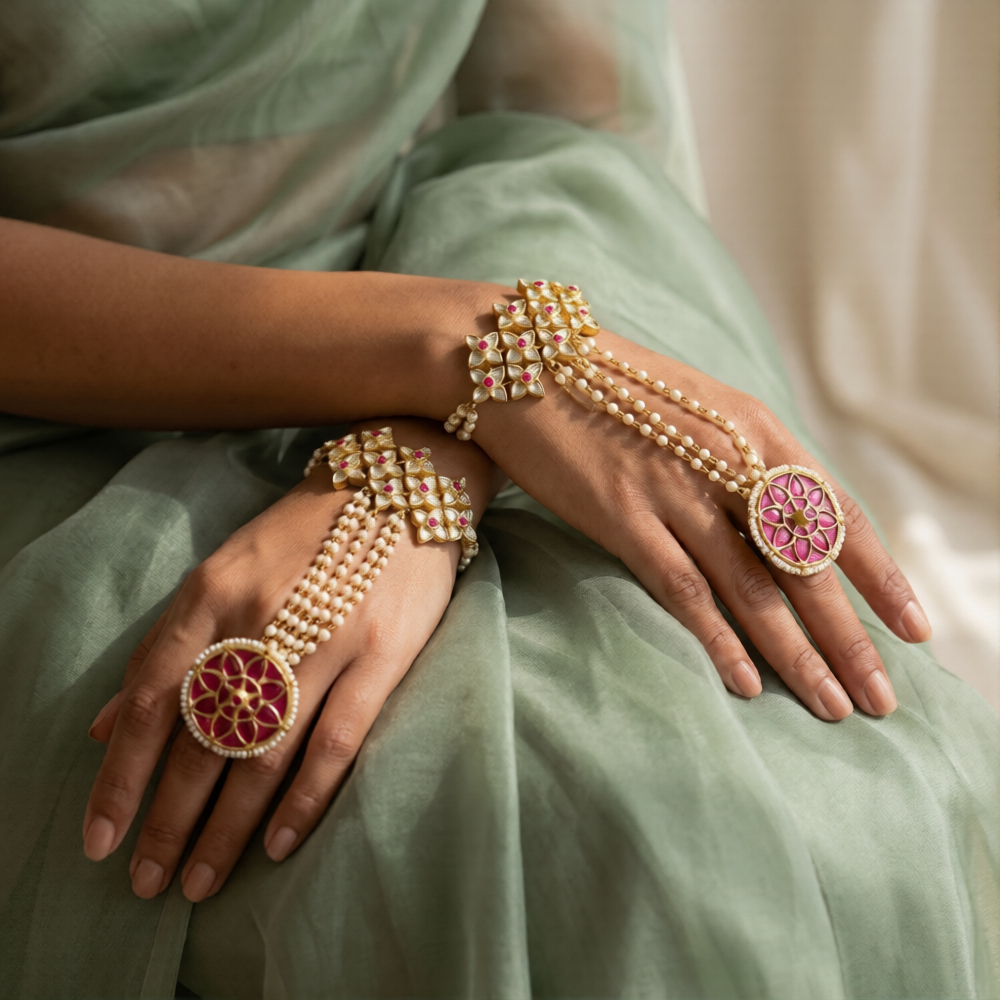 Gulnaar Kundan Pearl Hathphool