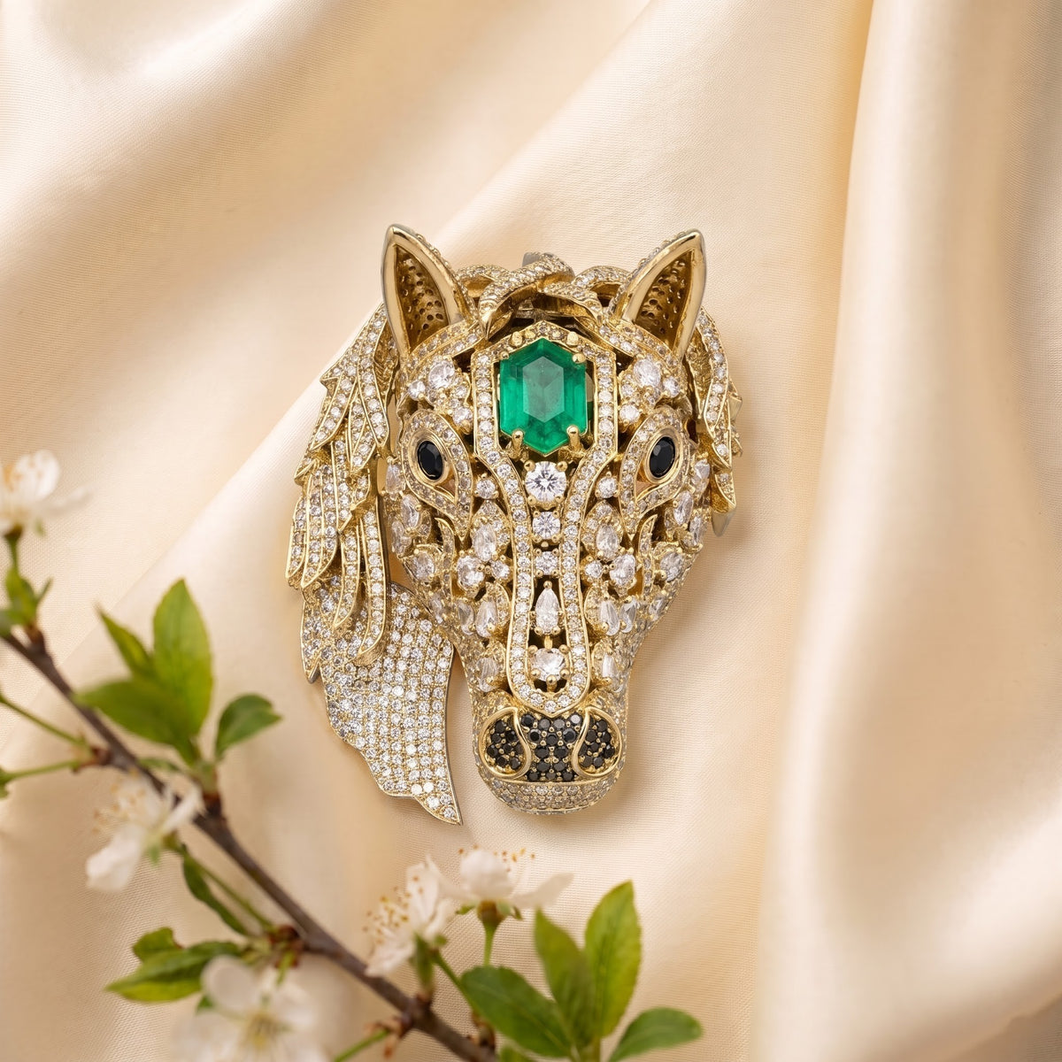Royal Emerald Majestic Horse Statement Brooch