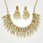 Aabha Navratna Kundan Pearl Choker Set