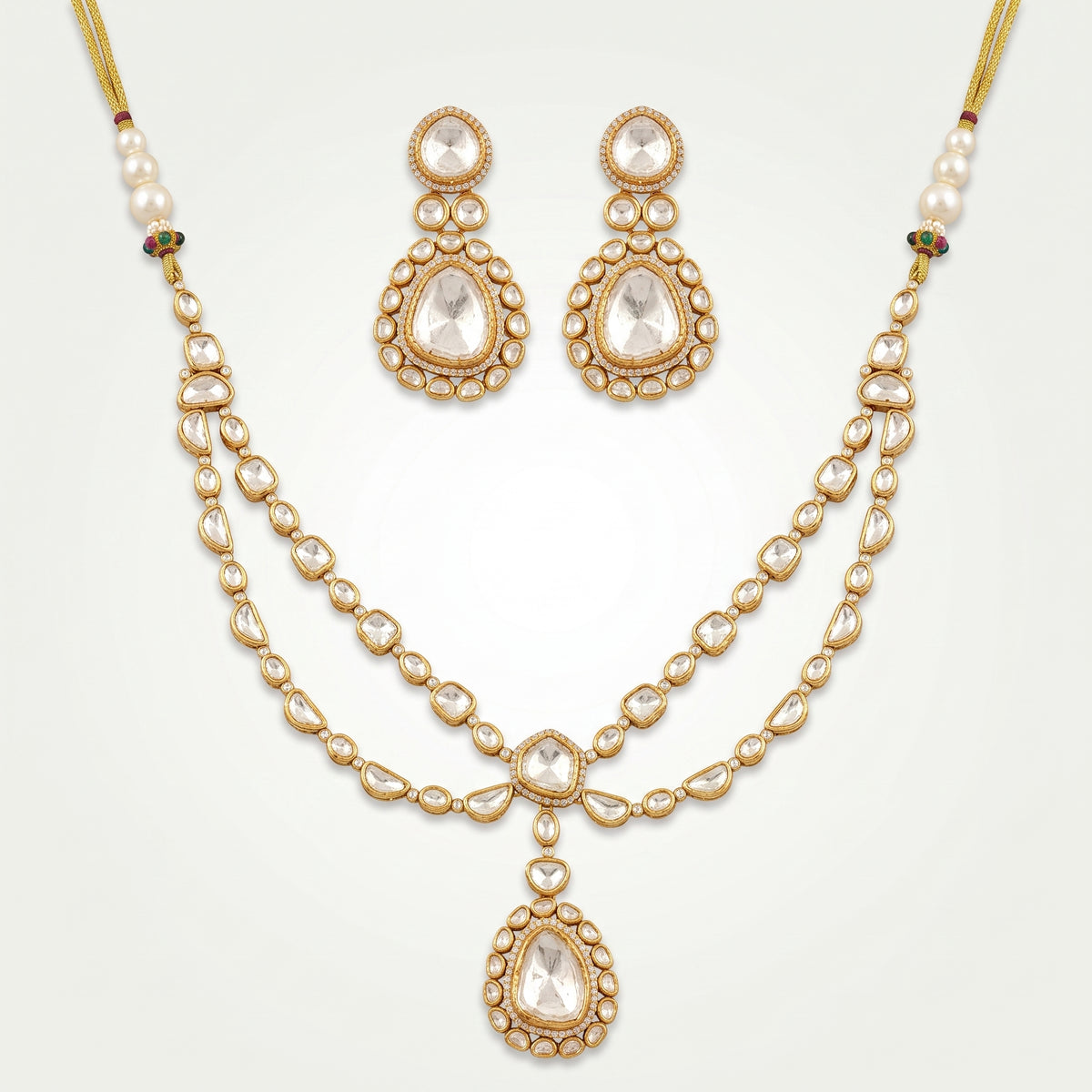 Aabha Kundan Teardrop Necklace Set