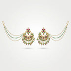 Royal Ruby Emerald Kundan Pearl Chandbali Sahara Earrings