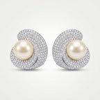 Aurora Diamond Pearl Swirl Stud Earrings