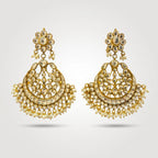Royal Kundan Pearl Chandbali Statement Earrings