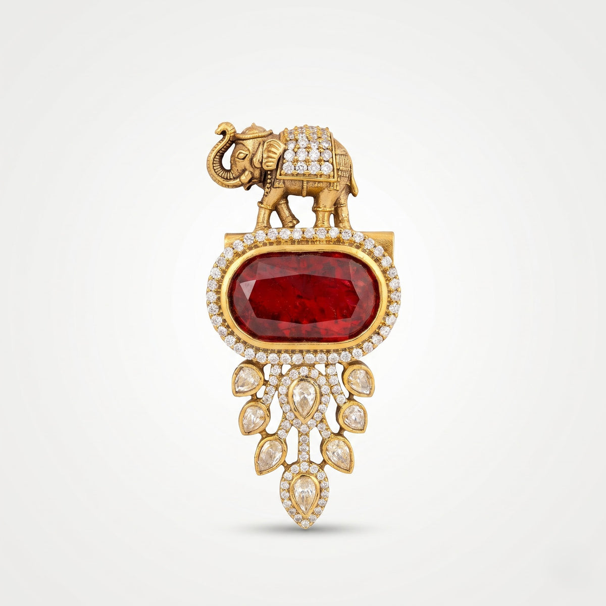 Gajraj Ruby Kundan Heritage Brooch