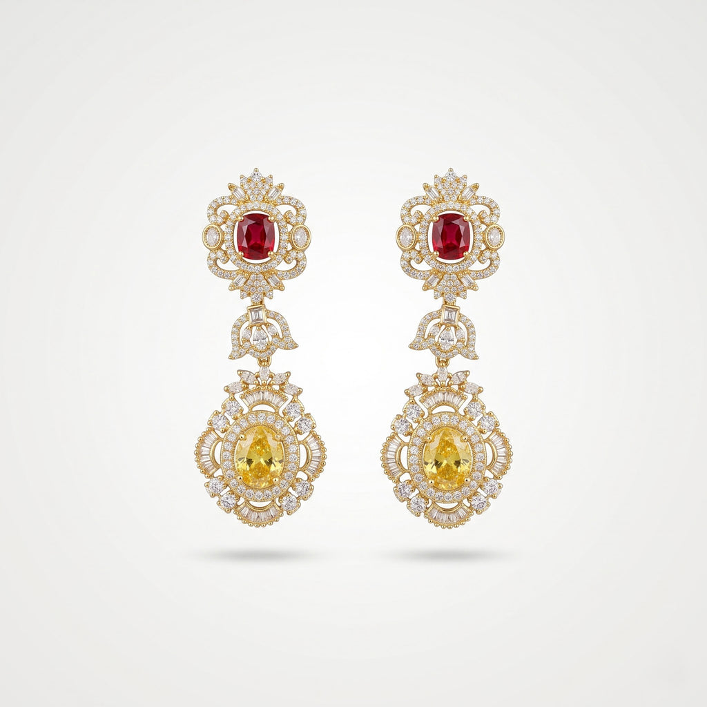 Royal Ruby Citrine Heritage Statement Earrings