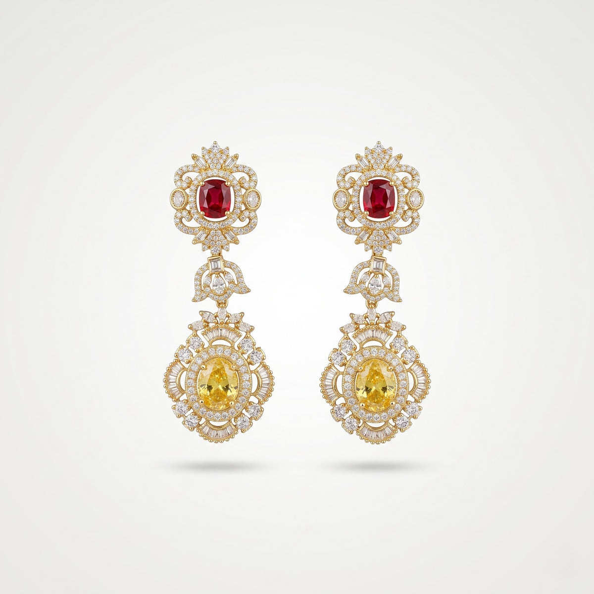Royal Ruby Citrine Heritage Statement Earrings