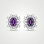 Amethyst Royale Diamond Halo Statement Stud Earrings