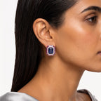 Royal Sapphire Ruby Halo Statement Stud Earrings