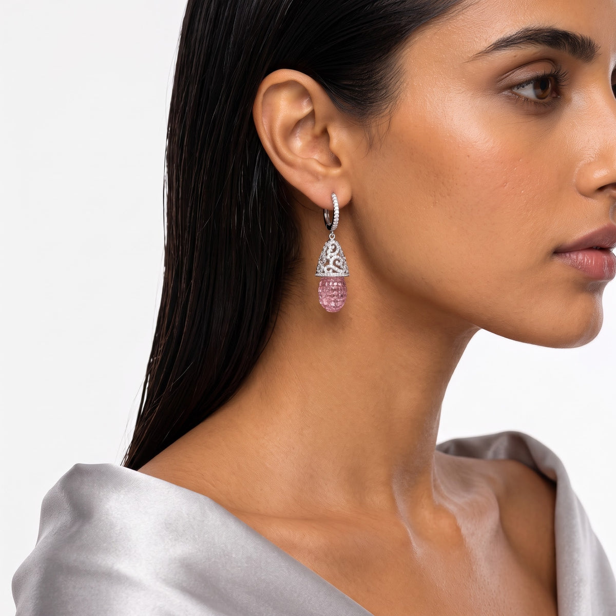 Rosalia Pink Diamond Drop Earrings