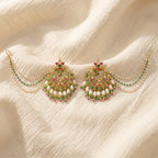 Royal Ruby Emerald Kundan Pearl Chandbali Sahara Earrings