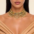 Aabha Navratna Kundan Pearl Choker Set