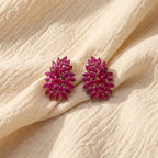 Ruby Blossom Floral Statement Stud Earrings