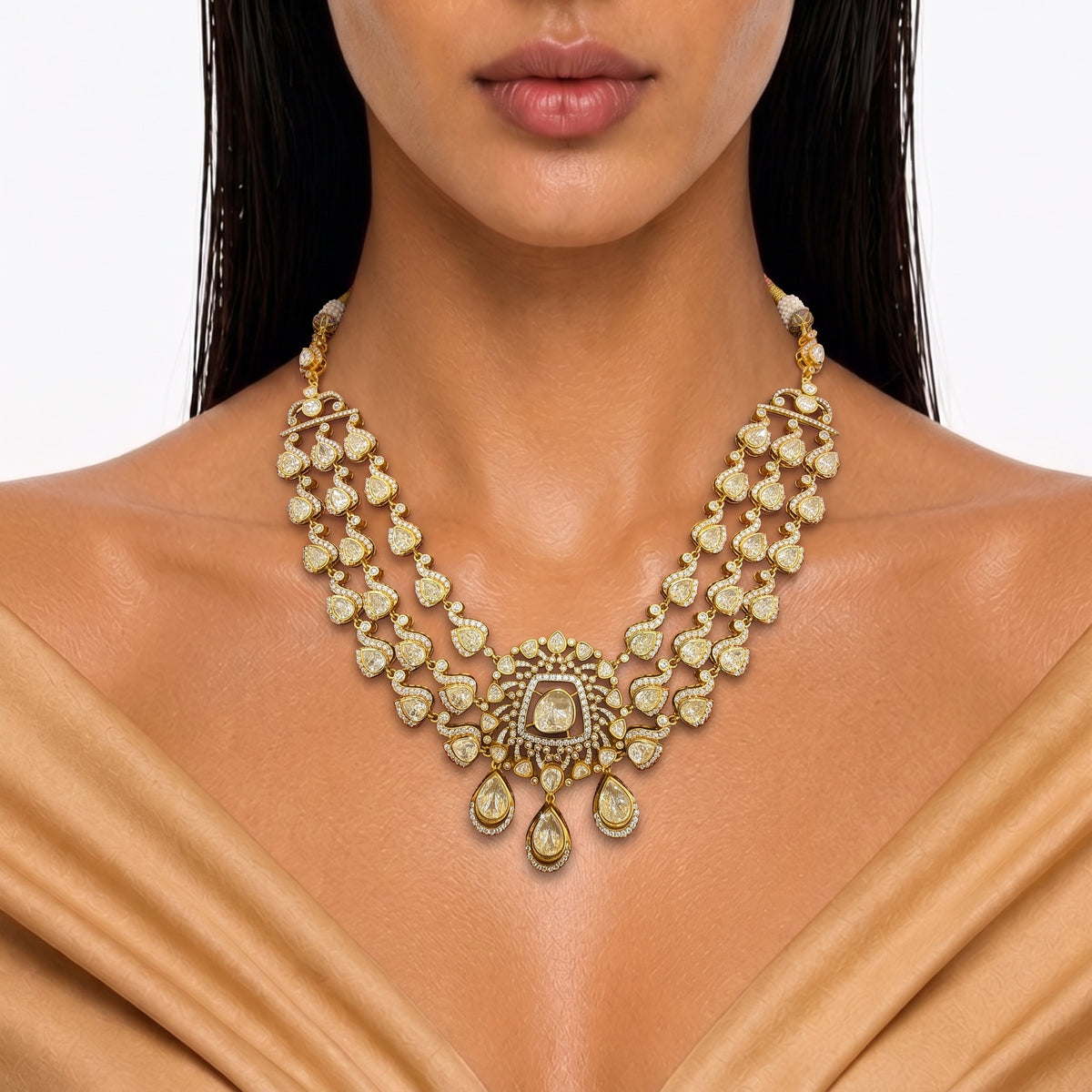 Noor Kundan Polki Layered Necklace Set
