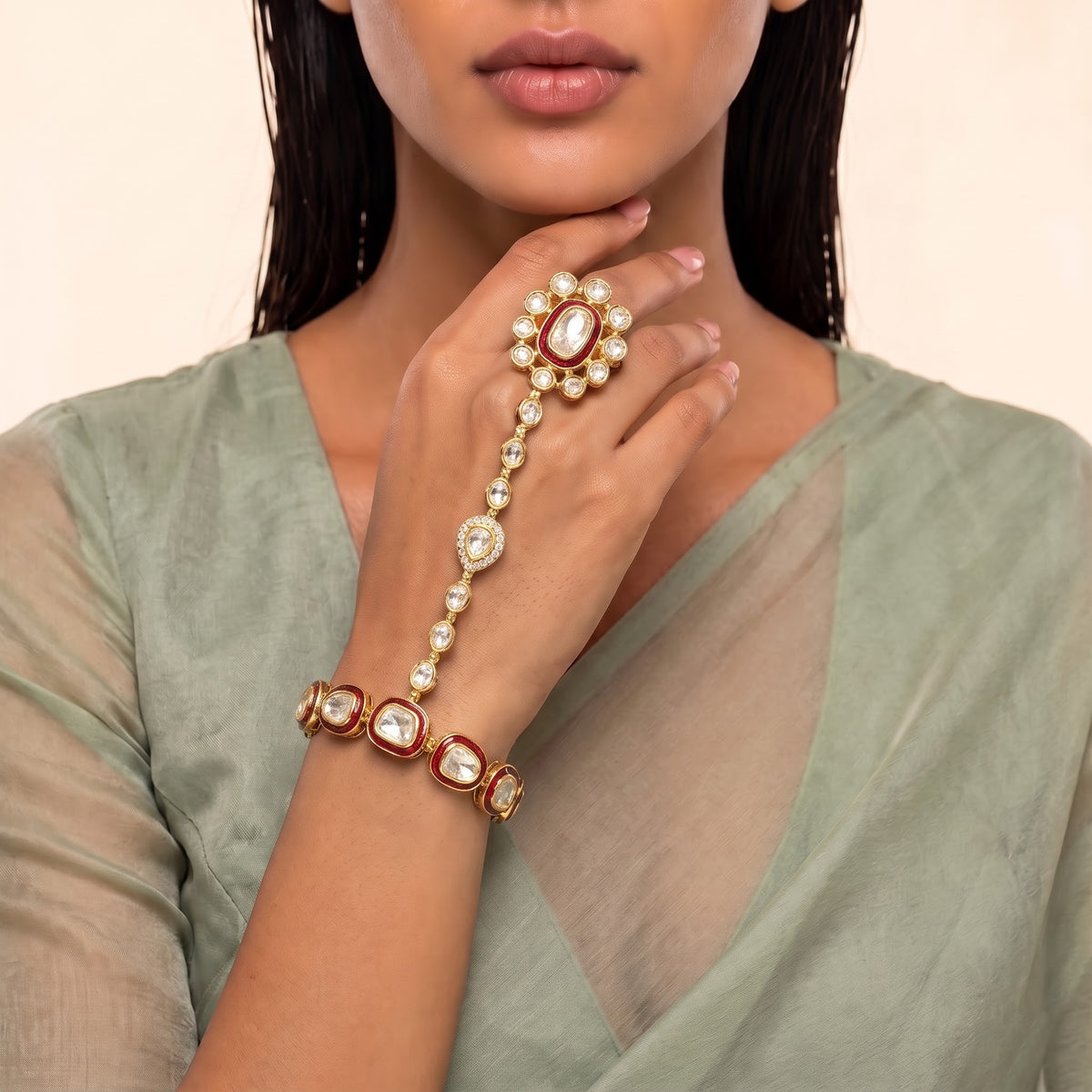 Riva Ruby Kundan Hathphool