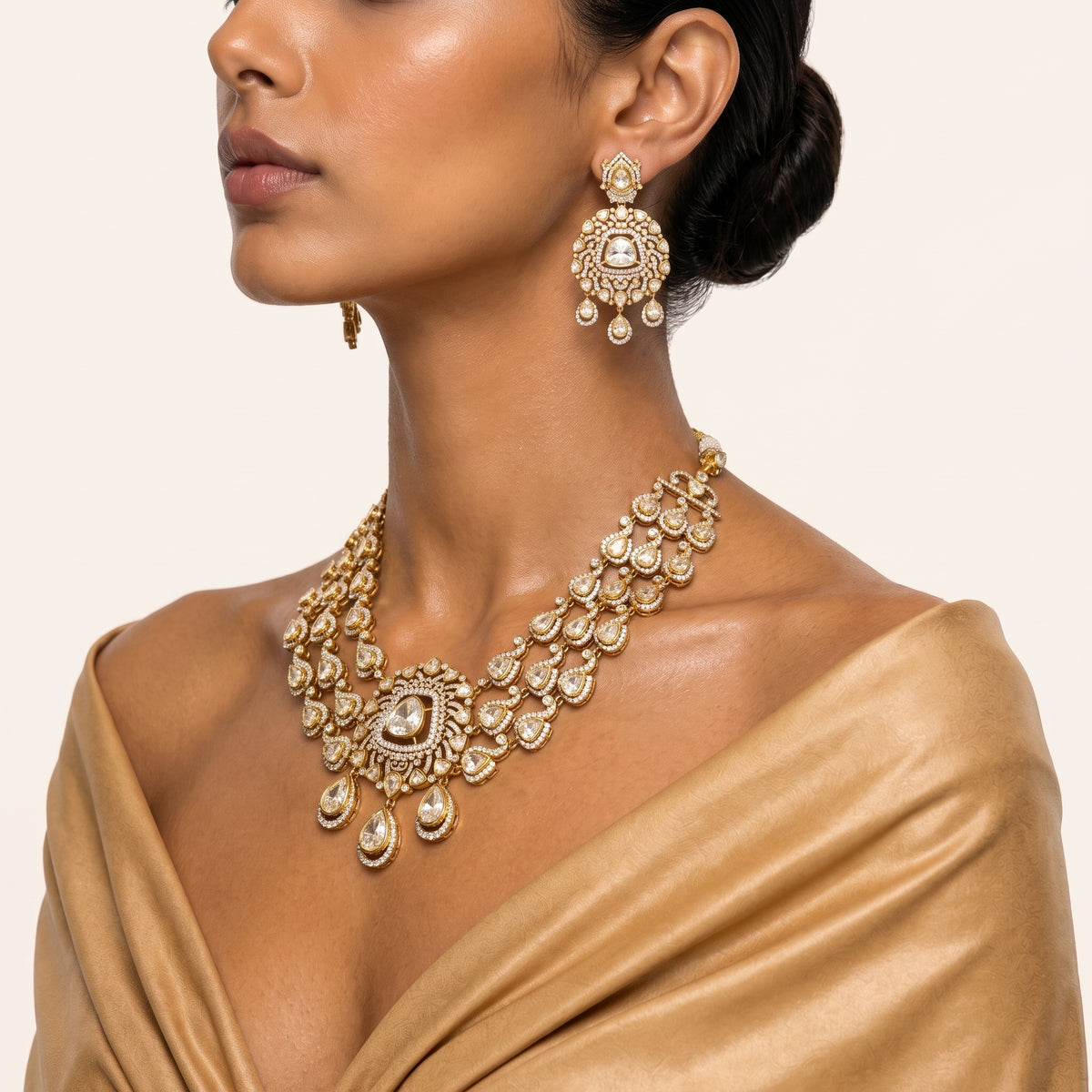 Noor Kundan Polki Layered Necklace Set