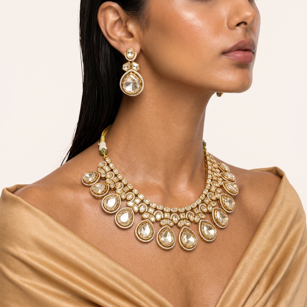 Riwaayat Kundan Polki Statement Necklace Set