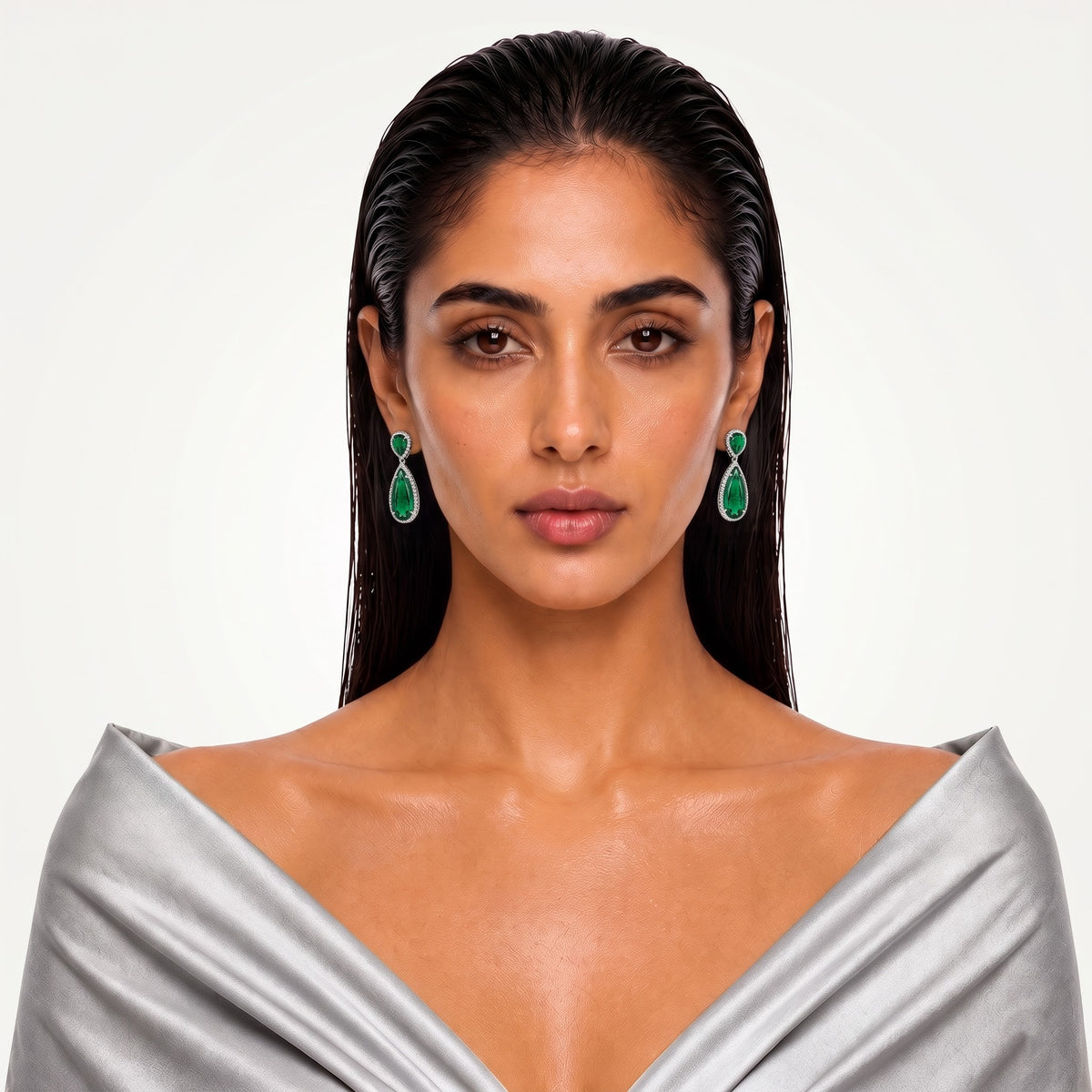 Emerald Royale Diamond Teardrop Earrings