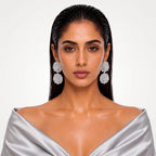 Rosette Diamond Statement Drop Earrings