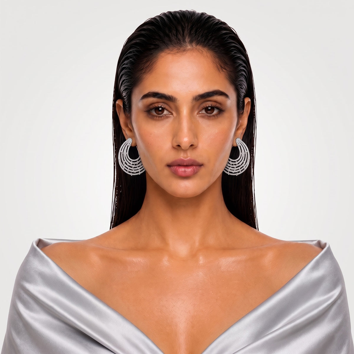 Lumière Diamond Sculpted Hoop Earrings
