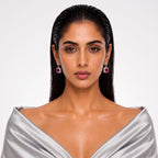 Ruby Radiance Diamond Halo Stud Earrings
