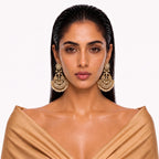 Royal Kundan Pearl Chandbali Statement Earrings