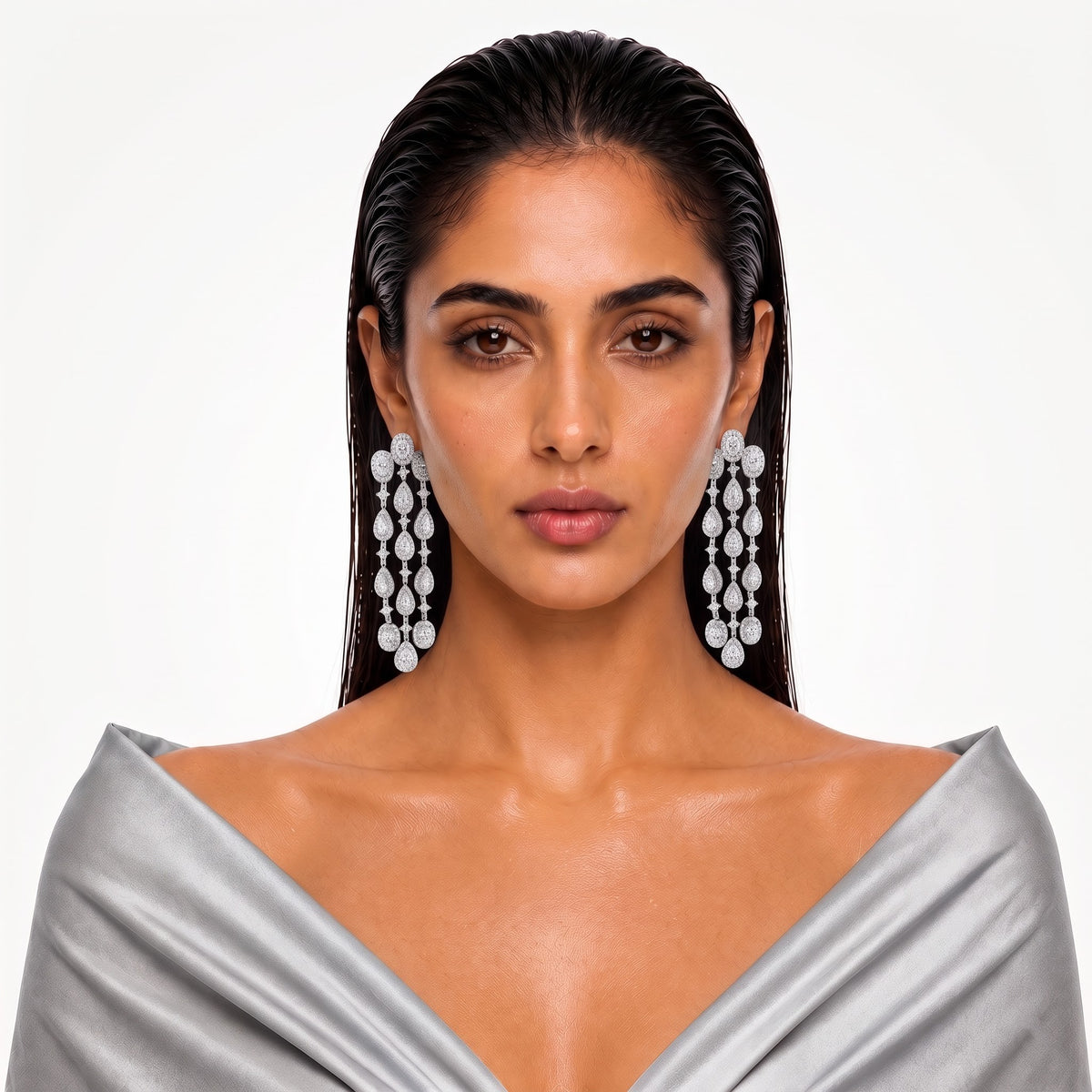 Aurelia Diamond Teardrop Cascade Earrings