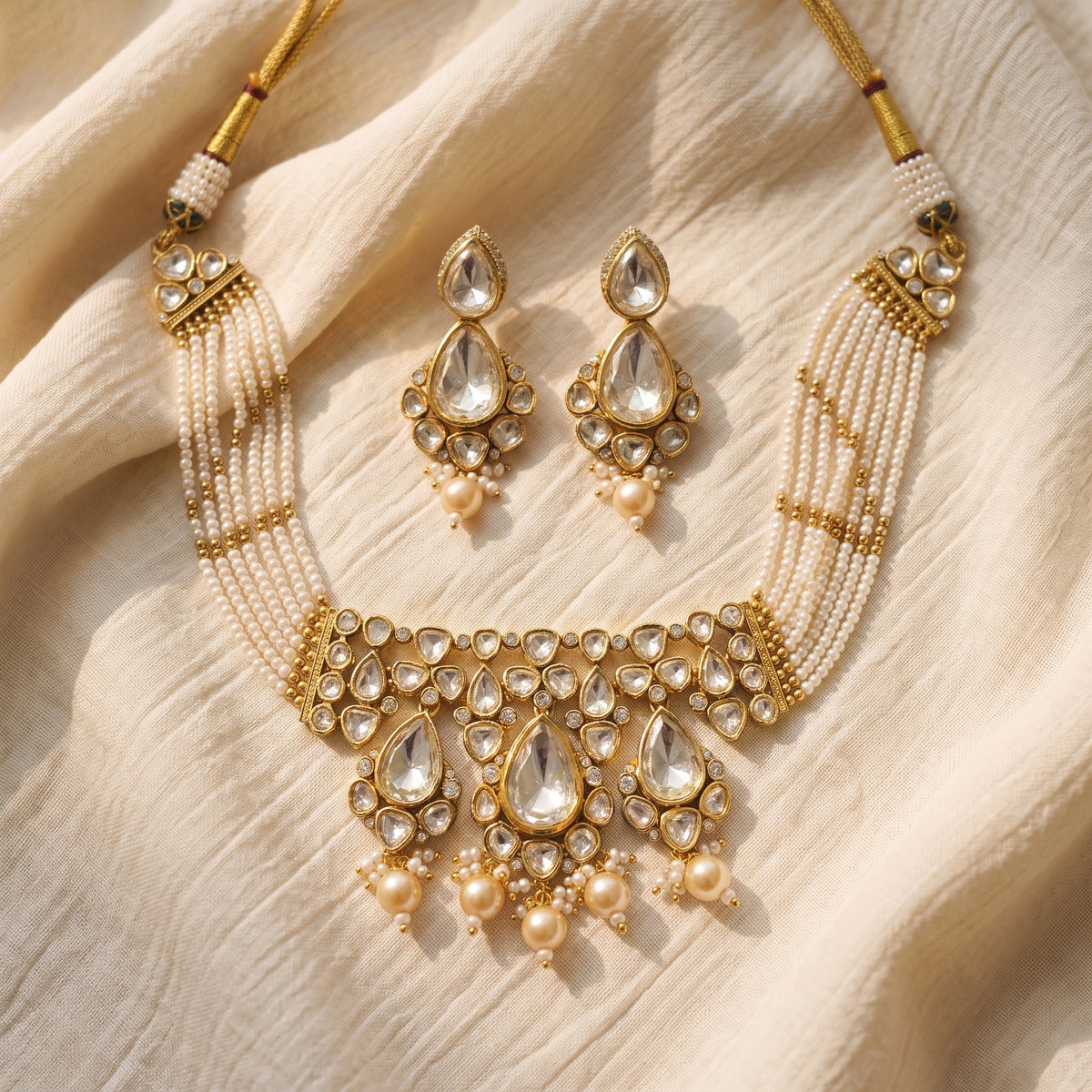 Noor Pearl Polki Statement Necklace Set