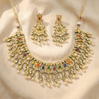 Aabha Navratna Kundan Pearl Choker Set