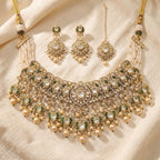 Maharani Emerald Kundan Pearl Bridal Necklace Set