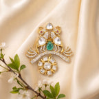 Royal Mayura Emerald Kundan Statement Brooch