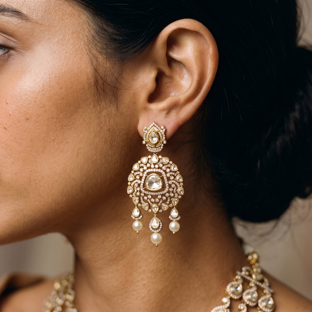 Noor Kundan Polki Layered Necklace Set