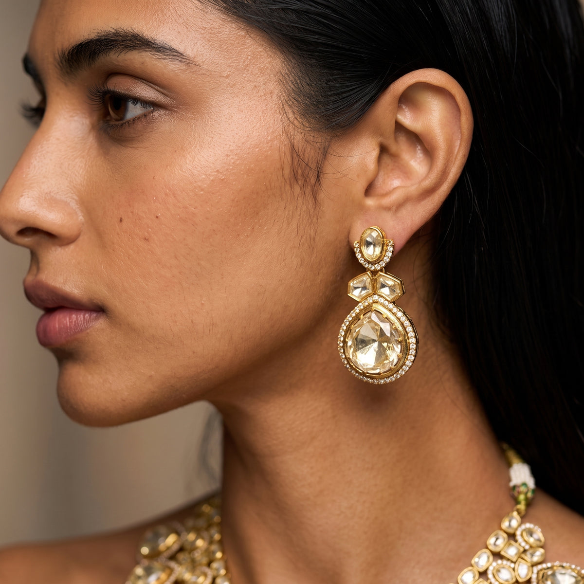 Riwaayat Kundan Polki Statement Necklace Set