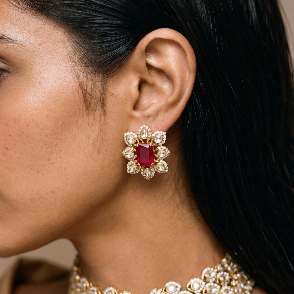 Rubina Ruby Diamond Statement Necklace Set