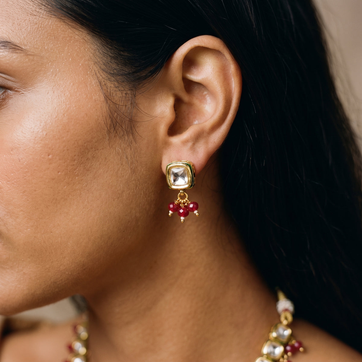Rani Ruby Kundan Classic Necklace Set