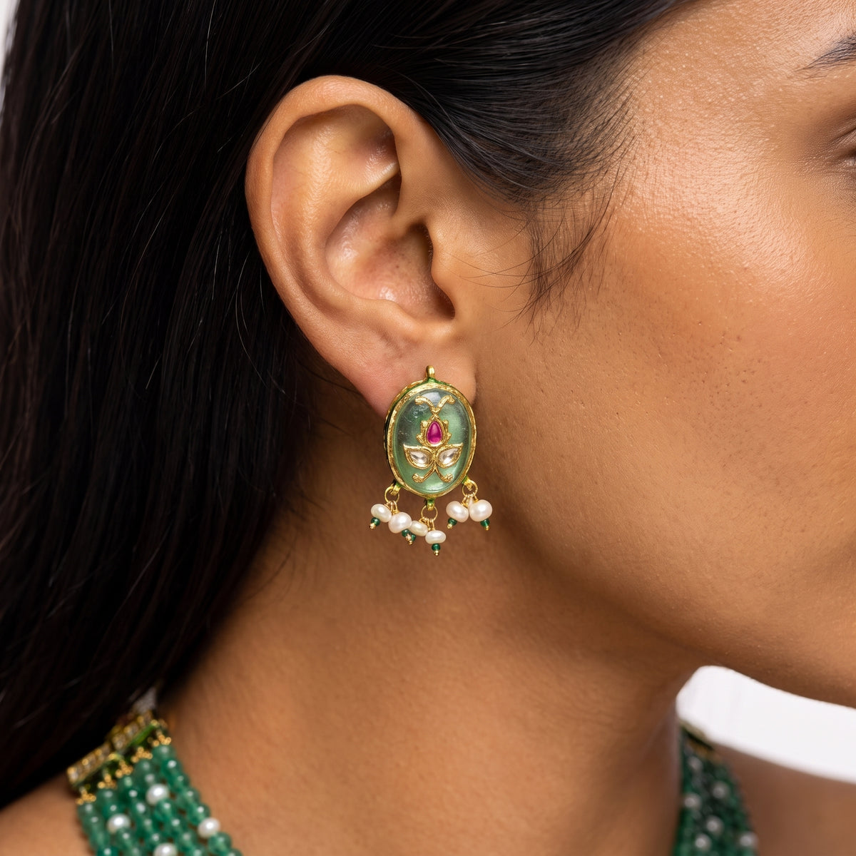 Zaira Emerald Meenakari Beaded Choker Set